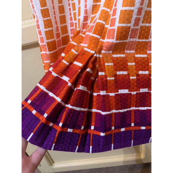 Jones New York Sleeveless Dress Orange and Purple Geometrical Squares Size 6 - Picture 7 of 11